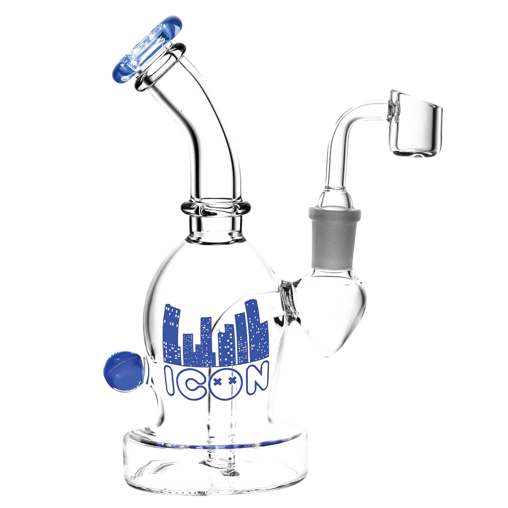 Diamond Glass Icon Ori Dab Rig with Showerhead Percolator, 90 Degree Joint, Front View