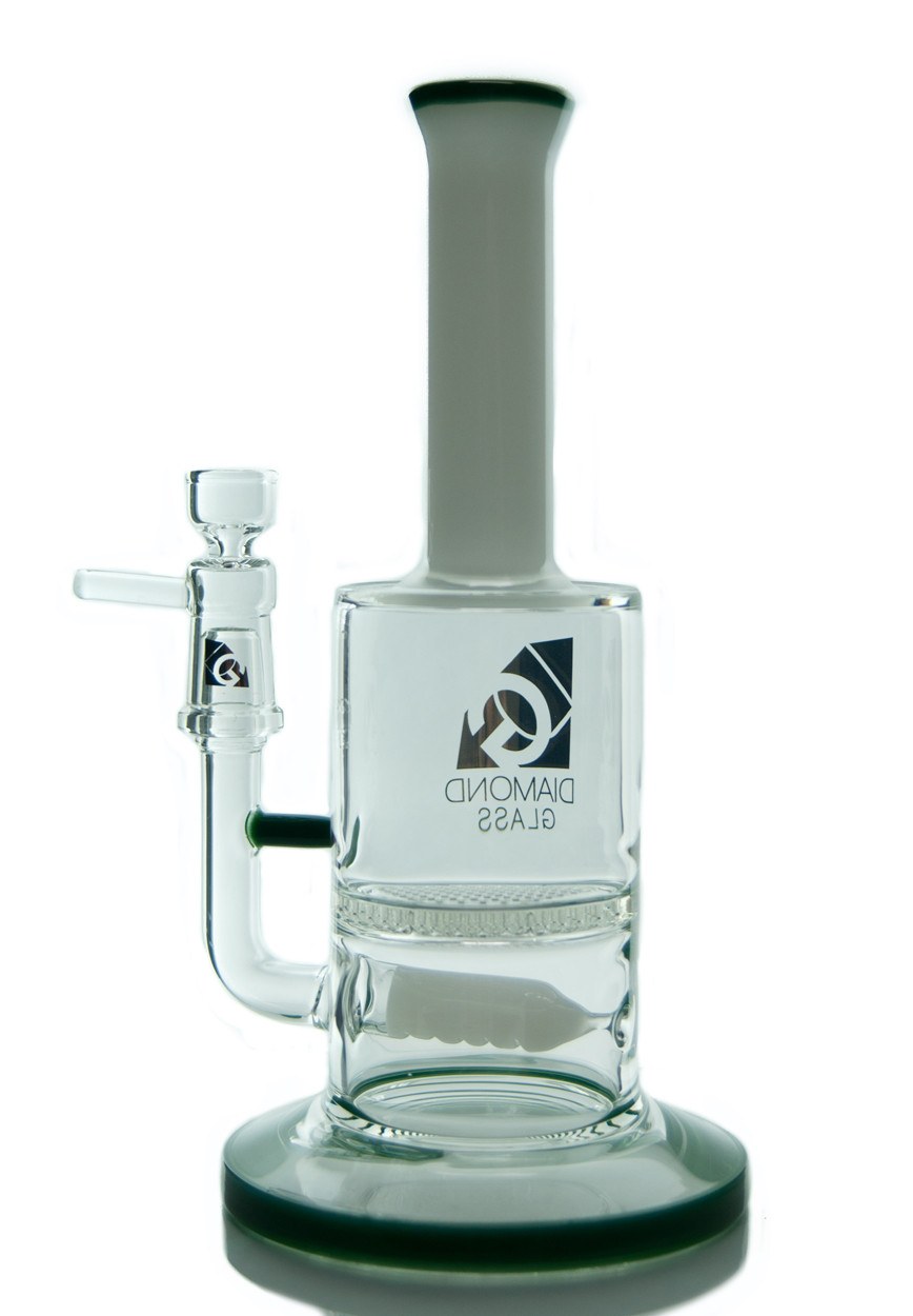 Diamond Glass 9'' Dab Rig with Jolly Rancher to Honeycomb Perc in Teal, Front View