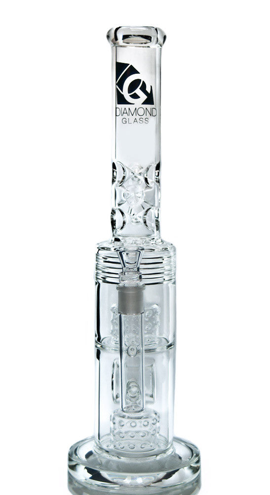 Diamond Glass Juggernaut 18" Bong with Hammer Head & Matrix Percolators - Front View