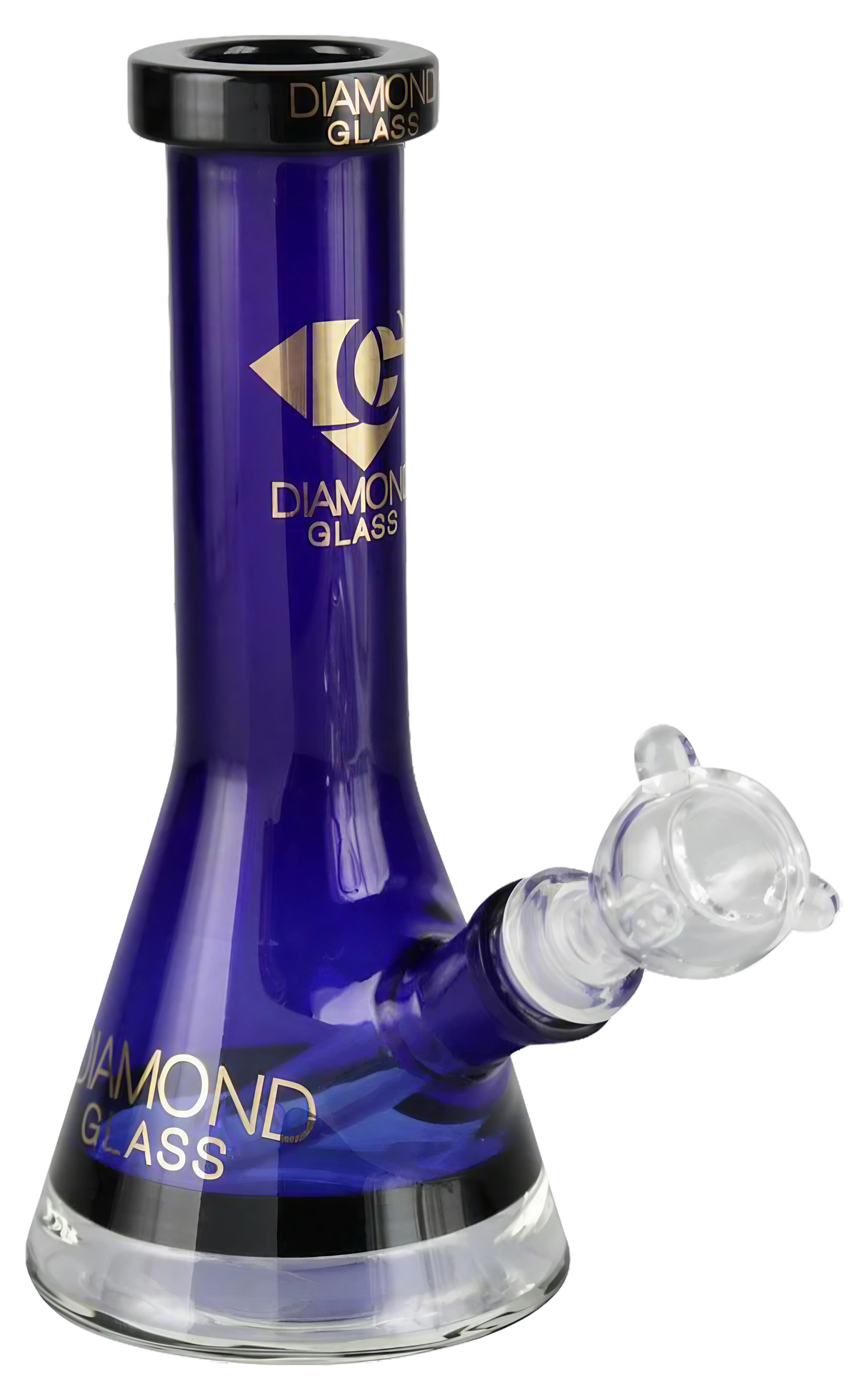 Diamond Glass Mini Beaker in Beast Mode, 8" Compact Borosilicate Glass Bong with 45 Degree Joint