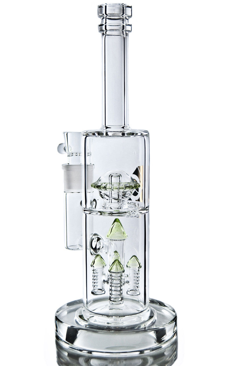 Diamond Glass 14'' Rocket Water Pipe with clear borosilicate glass and percolator - DankGeek