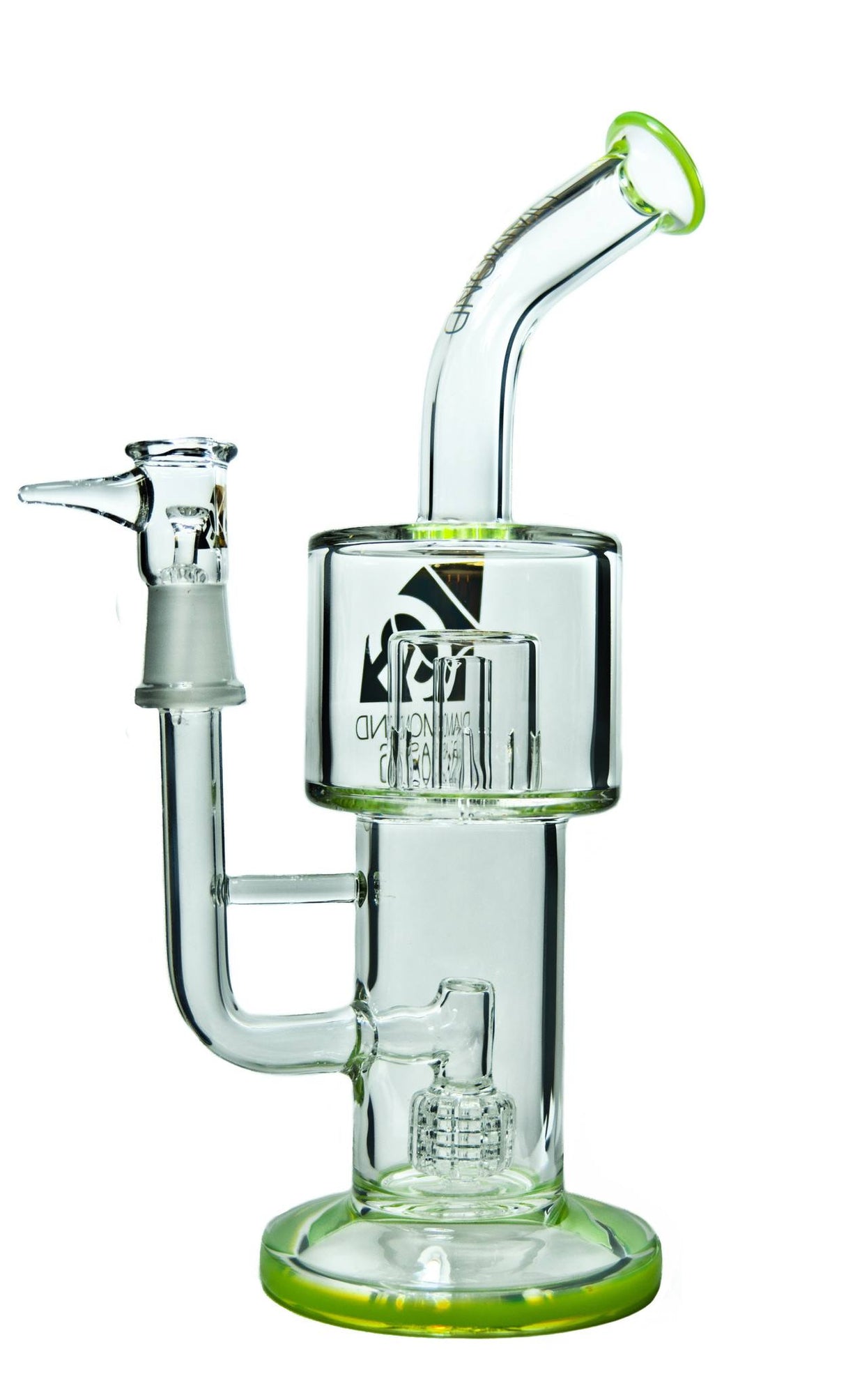 Diamond Glass Slyme Matrix to Showercap Dab Rig with 14mm joint, 8" height, made in USA