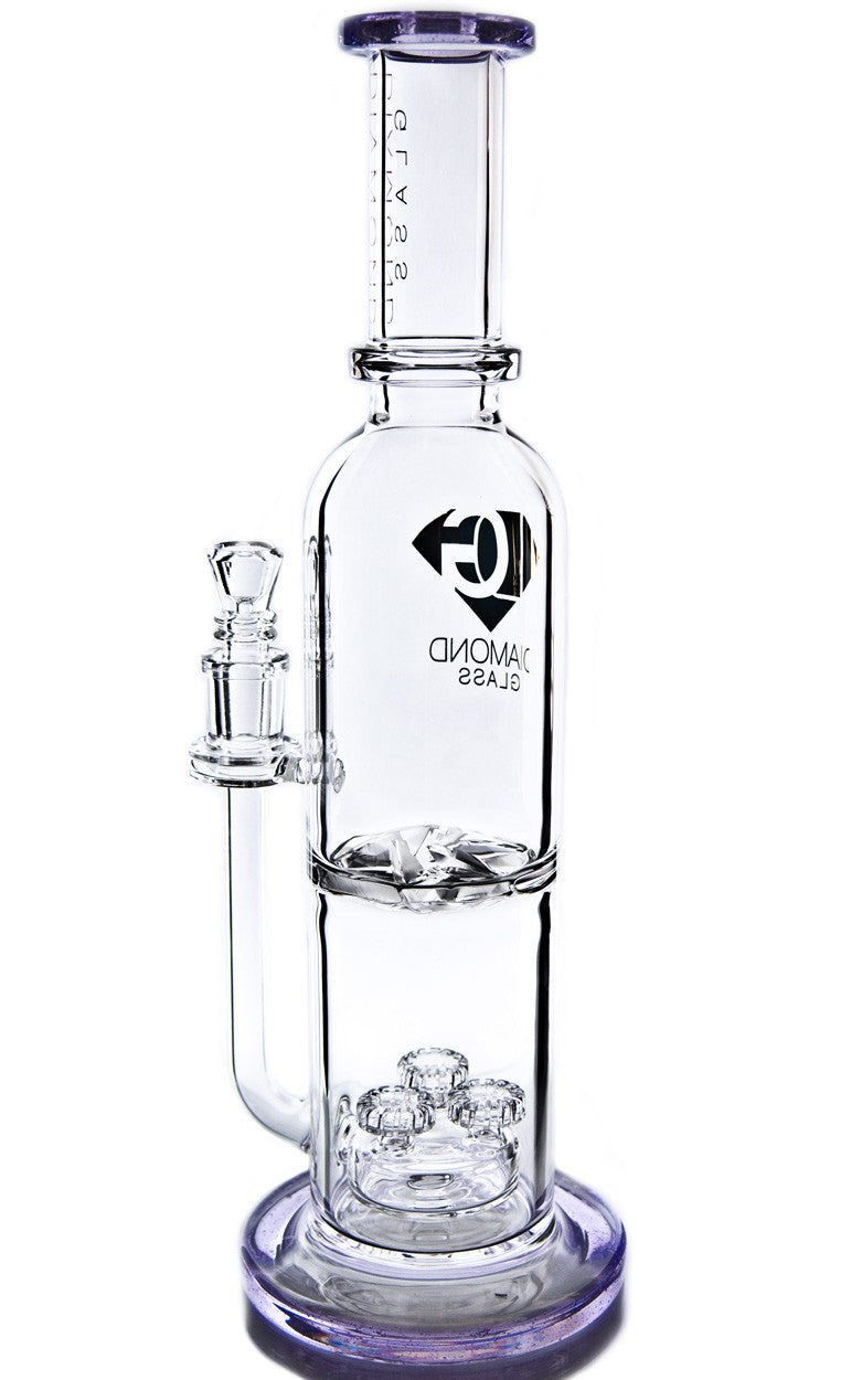 Diamond Glass Starstruck 13'' Bong with Clear Percolator - Front View | DankGeek