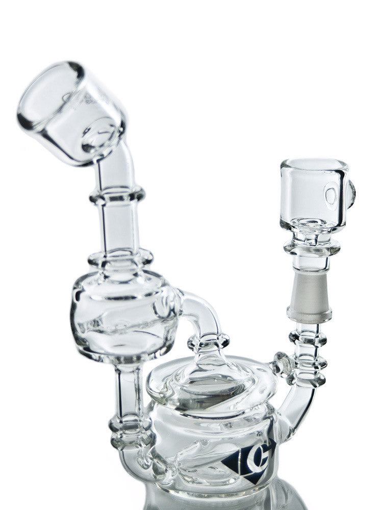 Diamond Glass UFO Recycler Dab Rig with In-Line Percolator, 8'' Height, 14mm Joint - Side View