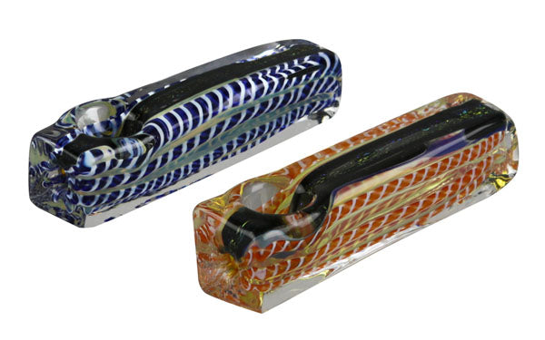 Dichroic Striped Obelisk Hand Pipes - 3.5" Borosilicate Glass in Assorted Colors