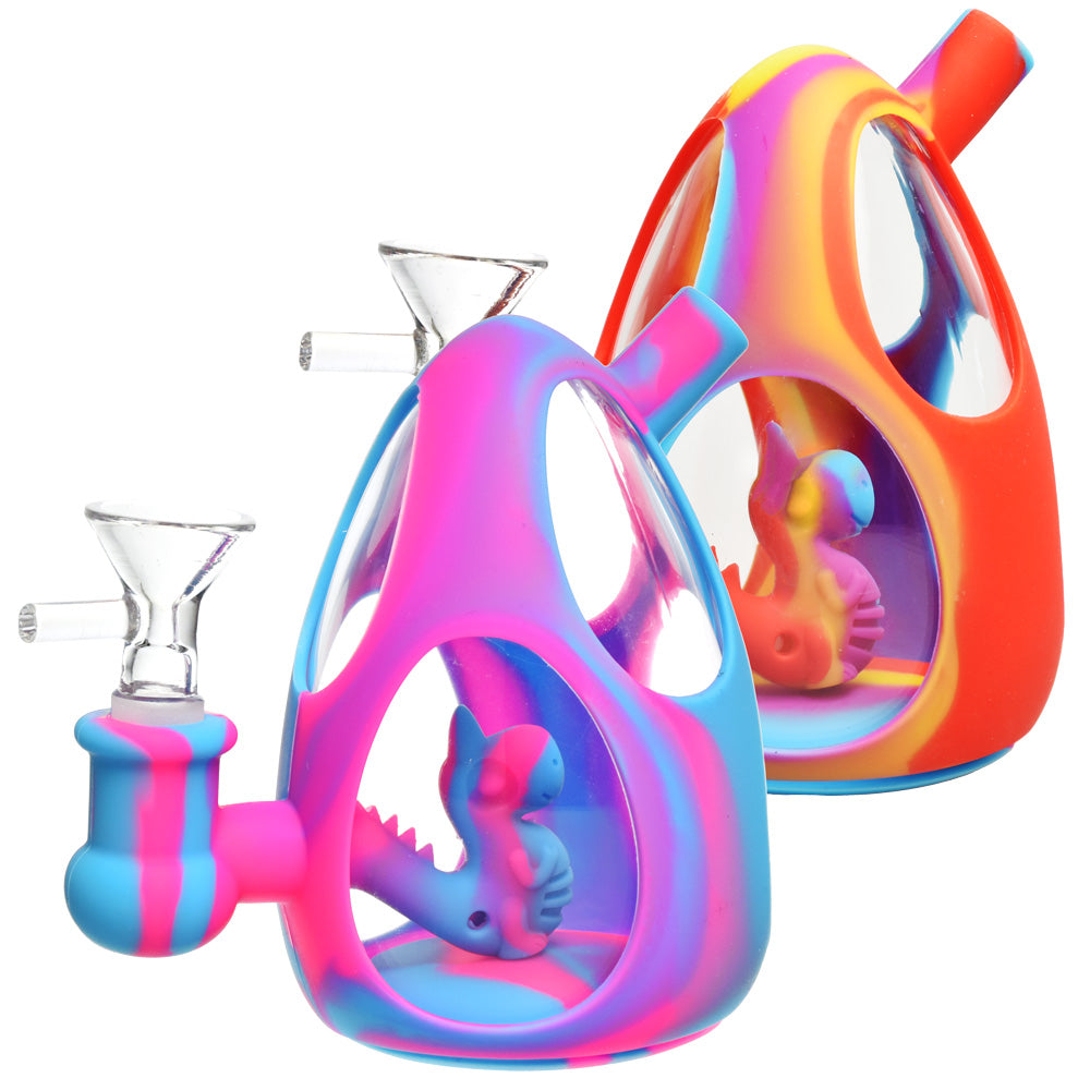 Colorful Dinosaur Egg Silicone/Glass Water Pipes in Assorted Colors with Compact Design