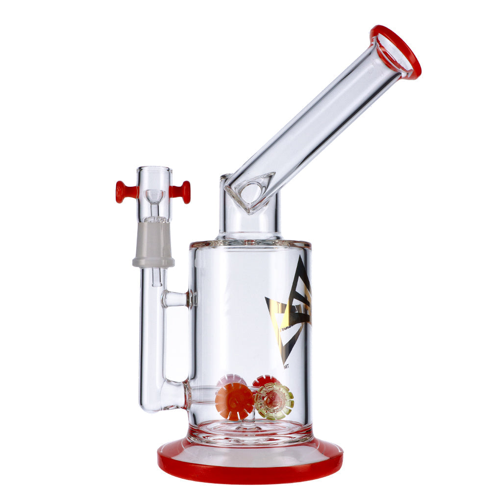 EVOLUTION Discovery 9" Dab Rig - Clear Borosilicate Glass with Red Accents - Front View