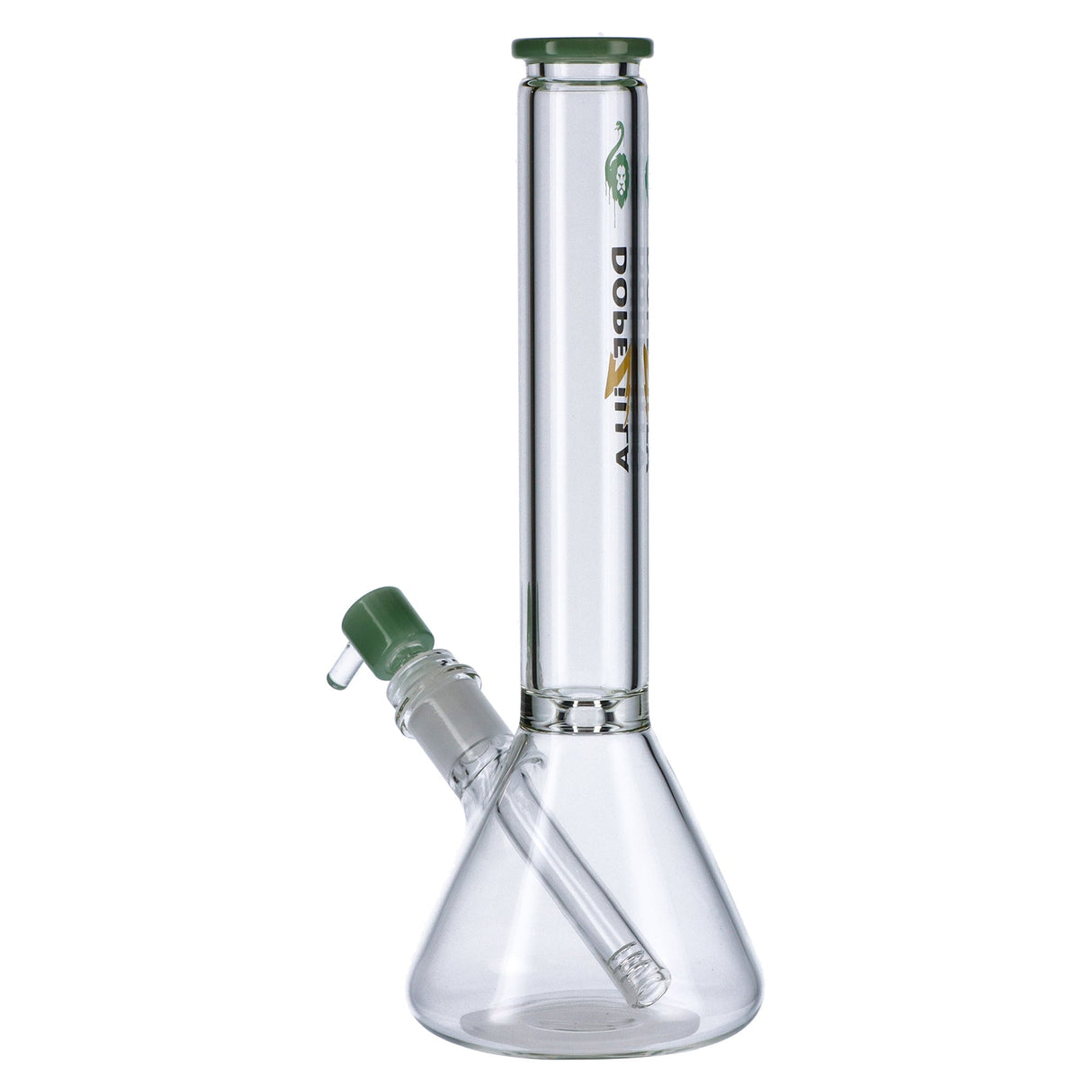 Dopezilla Chimera Beaker Water Pipe, 8" Black, Borosilicate Glass, Front View