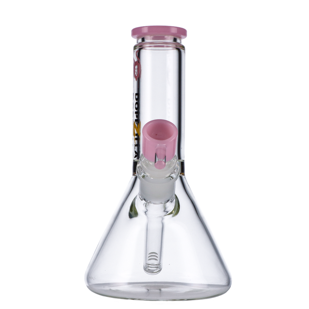 Dopezilla Chimera 8" Pink Beaker Ice Bong, Borosilicate Glass with Slitted Diffuser, Front View