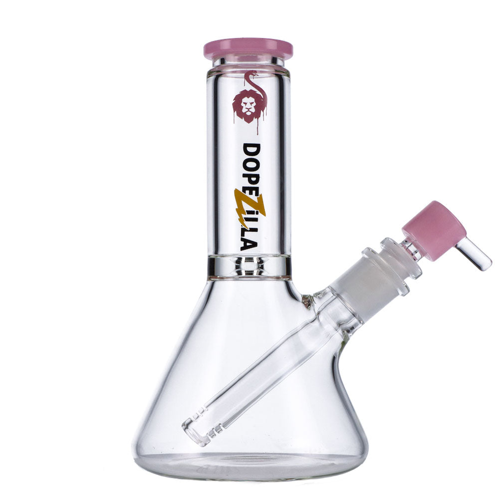 Dopezilla Chimera Beaker Water Pipe in Milky Pink, 8" Height, 45 Degree Joint, Front View