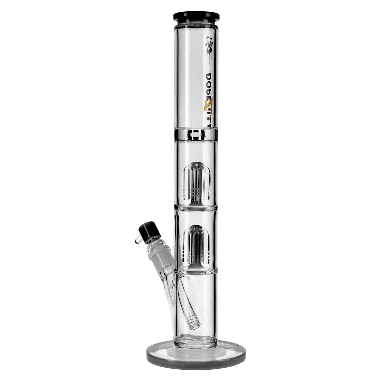 Dopezilla Hydra straight water pipe with tree percolator, clear borosilicate glass, front view