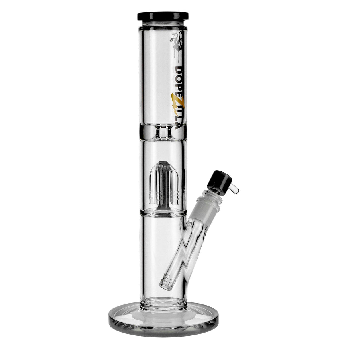 Dopezilla Hydra Straight Water Pipe in Clear Borosilicate Glass with Tree Percolator
