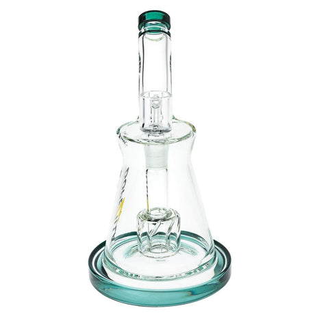 Dopezilla Kraken 8" Clear Dab Rig with Teal Accents and Hammer Head Percolator - Front View
