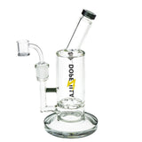 Dopezilla Lycan 9" Dab Rig in Clear Borosilicate Glass with Black Accents, 90 Degree Joint