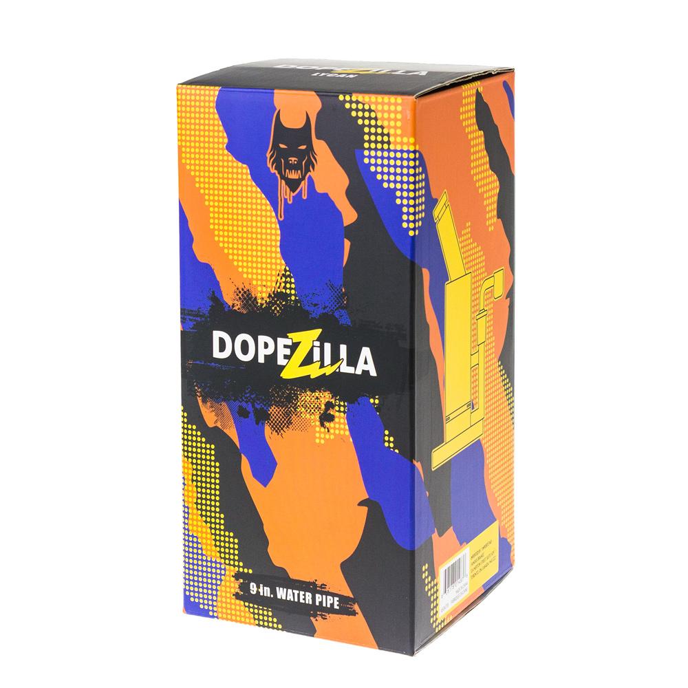 DOPEZILLA LYCAN 9" Dab Rig packaging box with vibrant graphics, front view, on white background