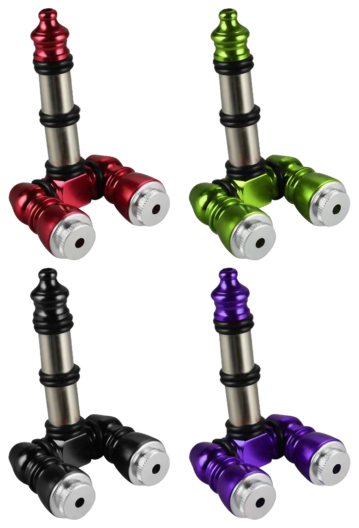 Assorted Double Bowl Aluminum Pipes with Bowl Saver Lids for Dry Herbs - USA Made