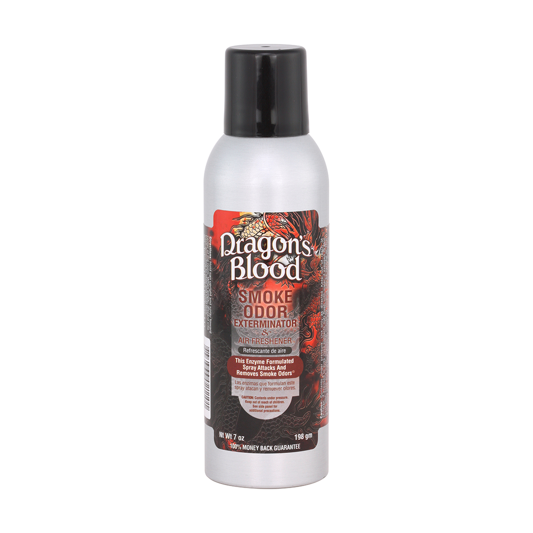 Smoke Odor 7oz Enzyme Spray in Dragon's Blood scent, eliminates smoke odor, front view