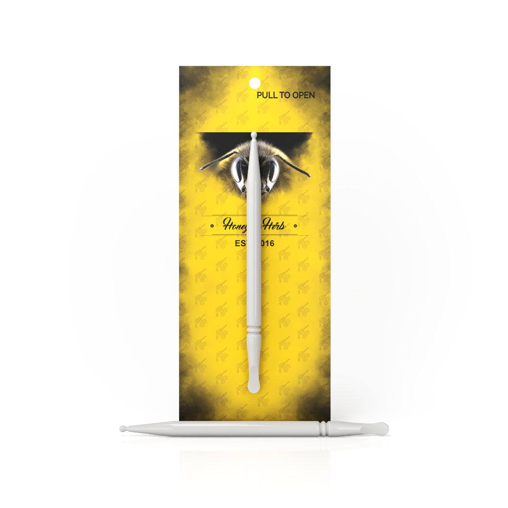 Honeybee Herb Original Ceramic Dab Tool with Sleek Design on Yellow Background
