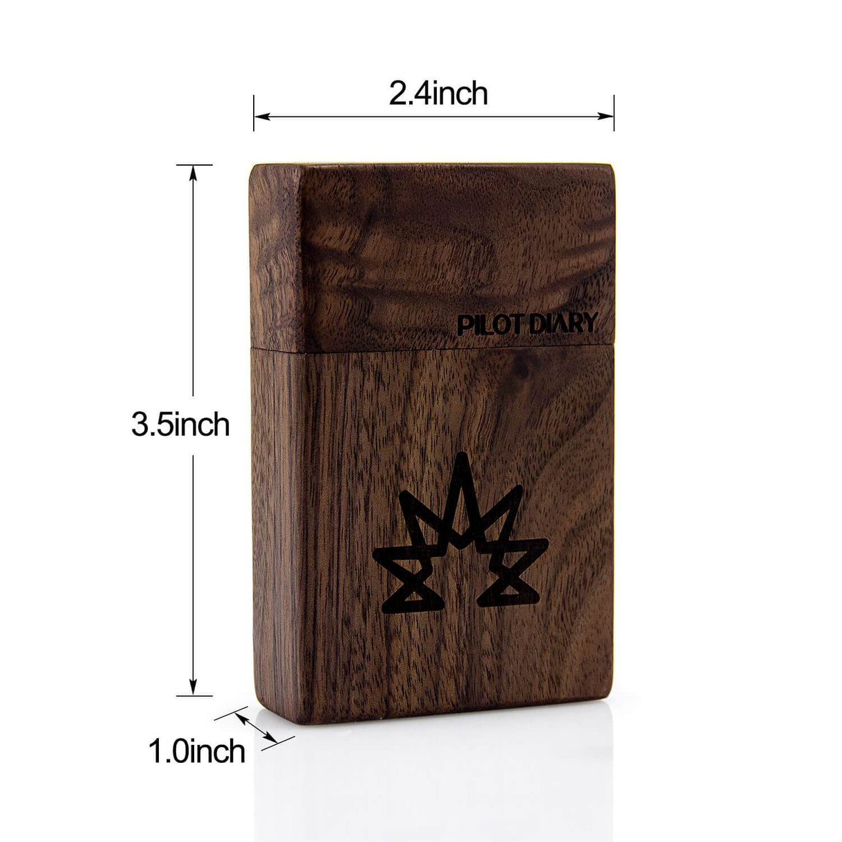 PILOT DIARY Wood Dugout with Glass One Hitter, Front View with Dimensions