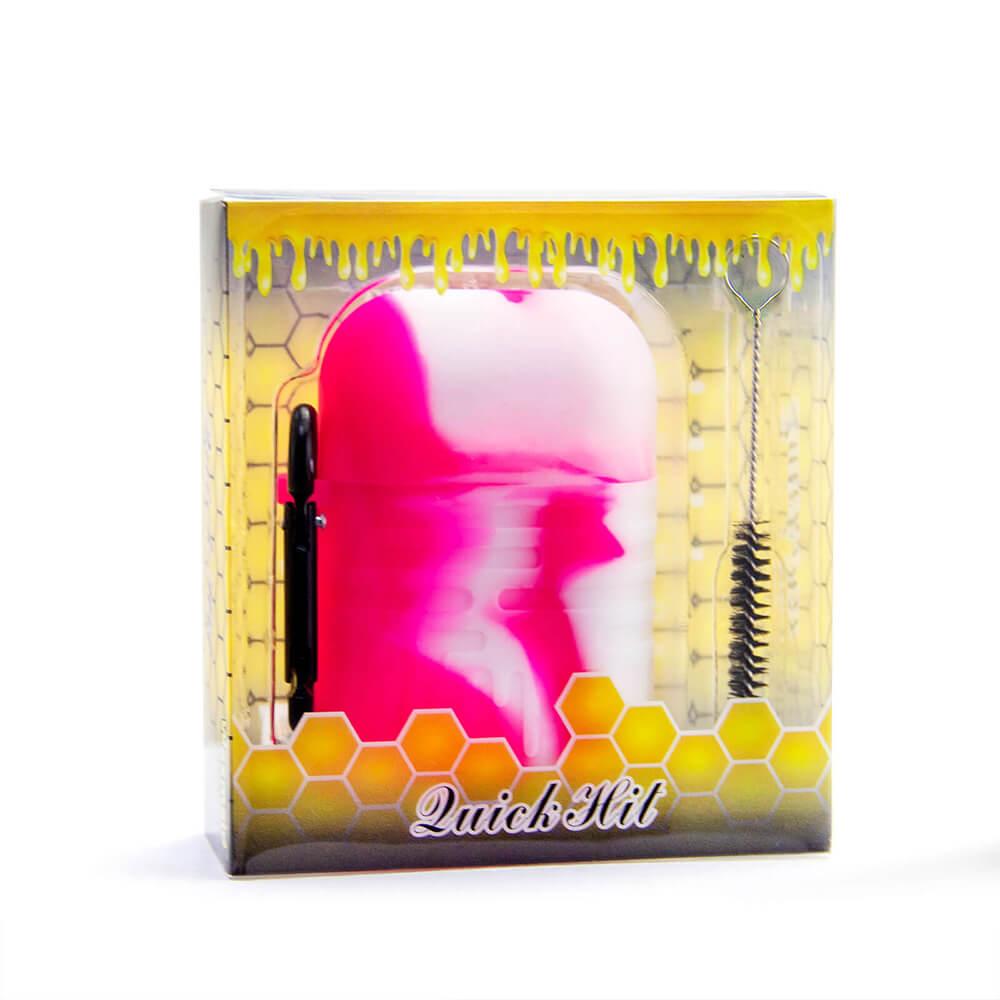 PILOT DIARY Silicone Dugout One Hitter Set in Pink with Cleaning Tool and Storage, Front View