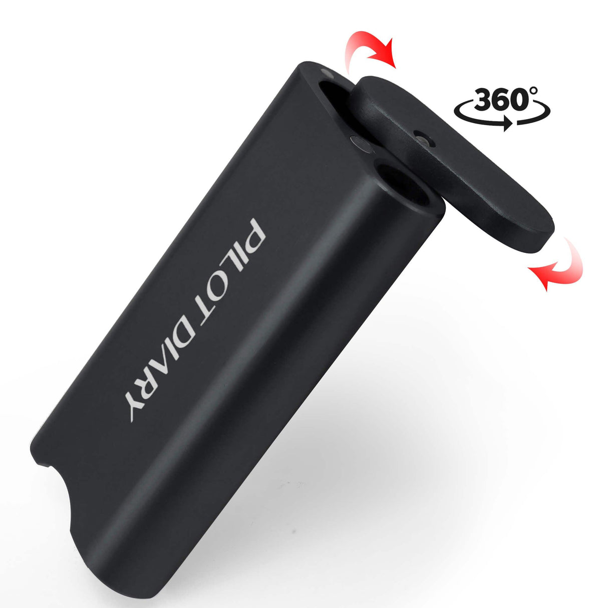 PILOT DIARY Metal Dugout One Hitter in Black with Swivel Lid - Angled View