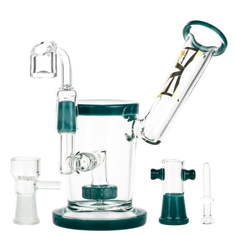 EVOLUTION Dust Devil 7" Dab Rig in Light-blue with Quartz Banger - Front View