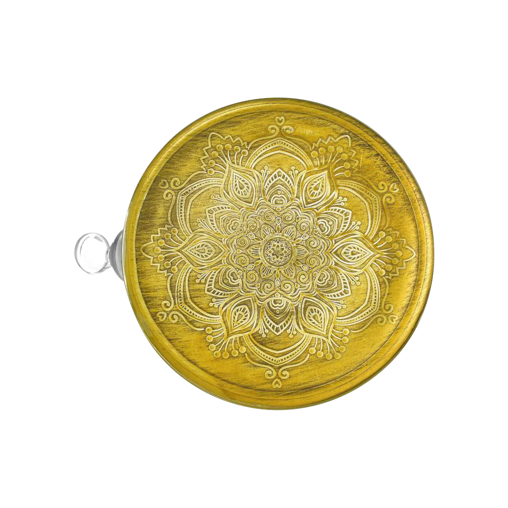 Top view of Elaborately Engraved Borosilicate Glass Water Pipe, 14.5" tall with 45-degree joint