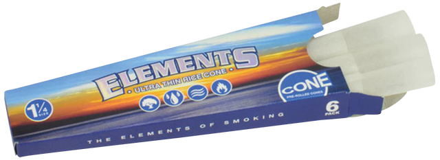 Elements 1 1/4" Rice Paper Prerolled Cones 30 Pack with Visible Cones