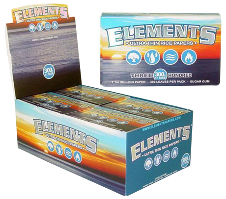 Elements Ultra Thin Rice Rolling Papers 1 1/4" size, 20 pack display box