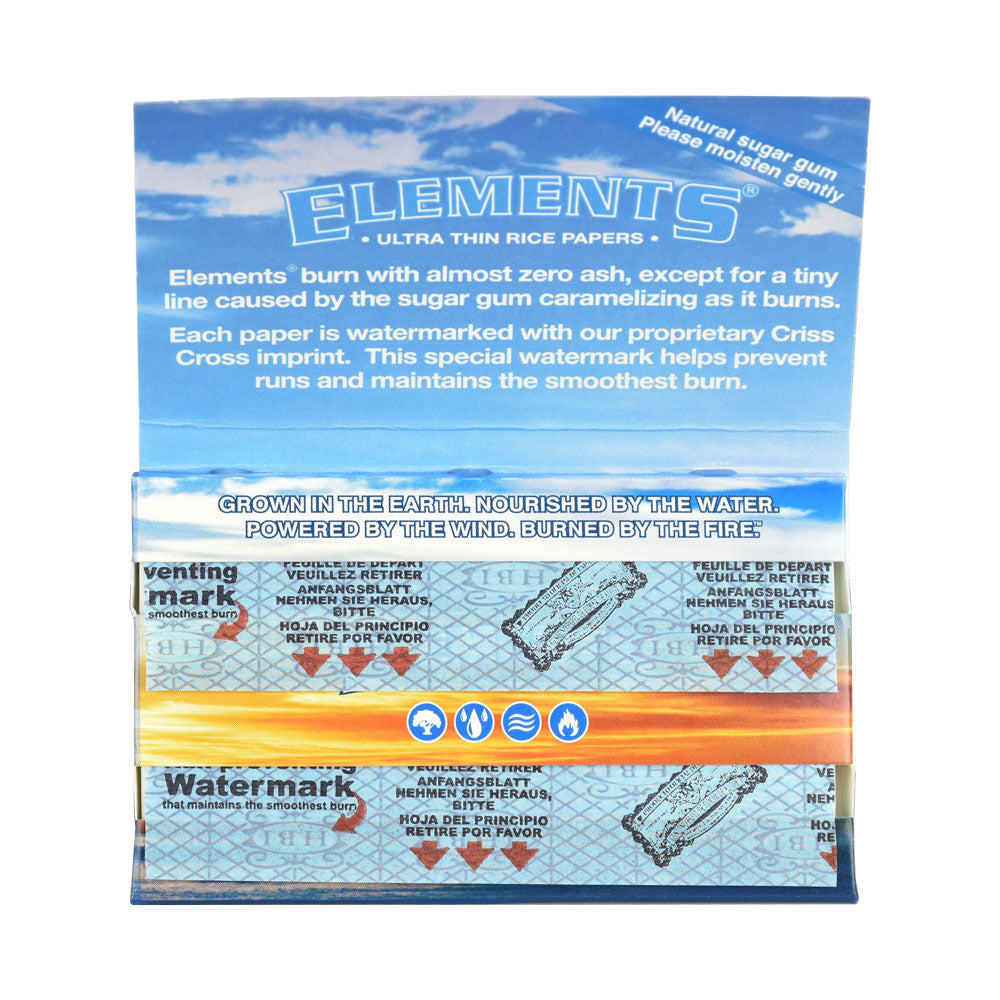Elements Ultra Thin Rice 1 1/4" Rolling Papers 25 Pack - Front View