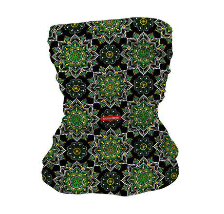 StonerDays Emerald Green Neck Gaiter with Psychedelic Pattern, One Size Fits All