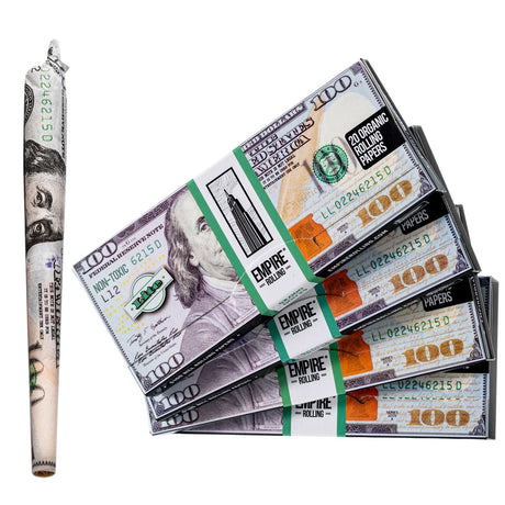 Empire Rolling Papers - Benny Lite Papers designed like $100 bills, 4 Wallet Packs