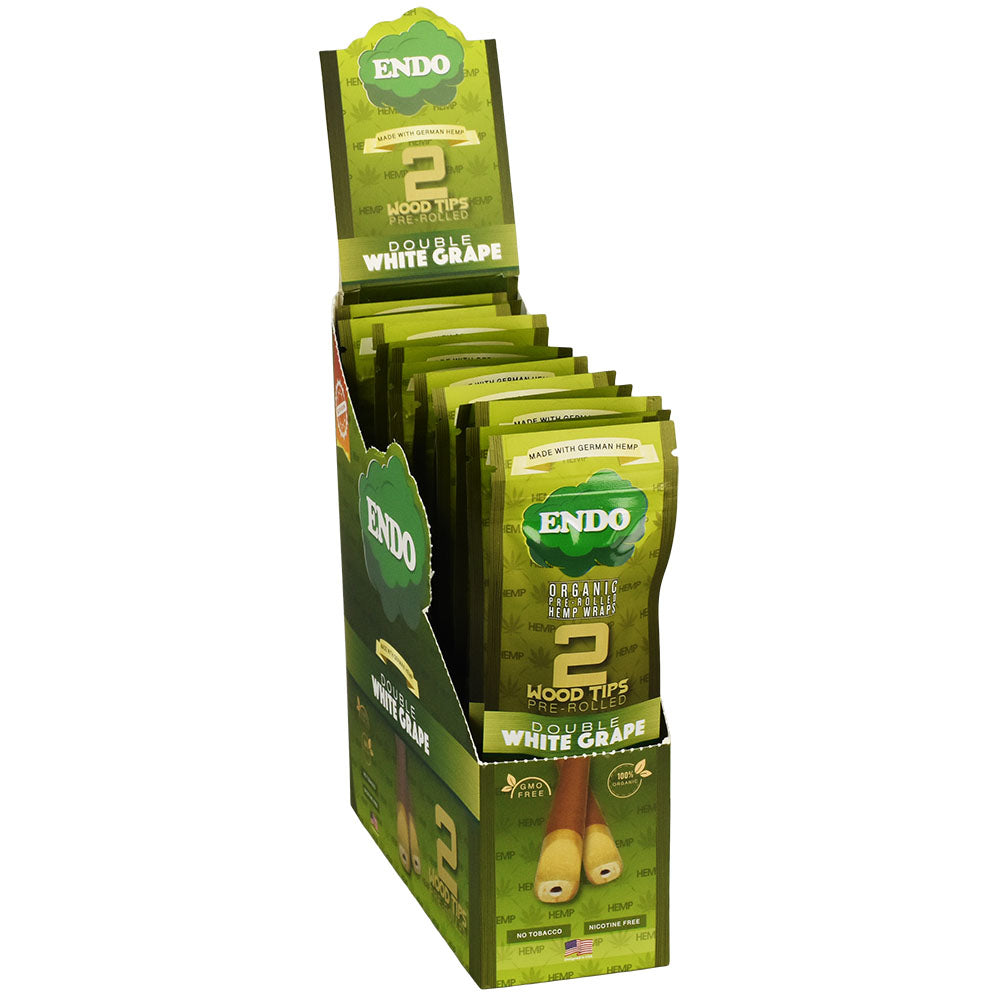 Endo Pre-Rolled Hemp Wraps 15 Pack with Organic White Grape Flavoring - Front View