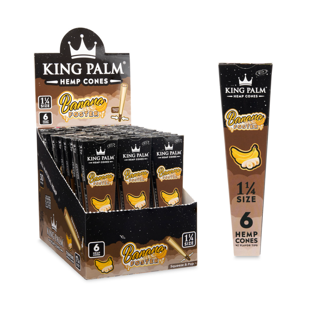 King Palm Pre-Rolled Cones Variety Pack - Banana Foster 1 1/4 Size, Tobacco-Free