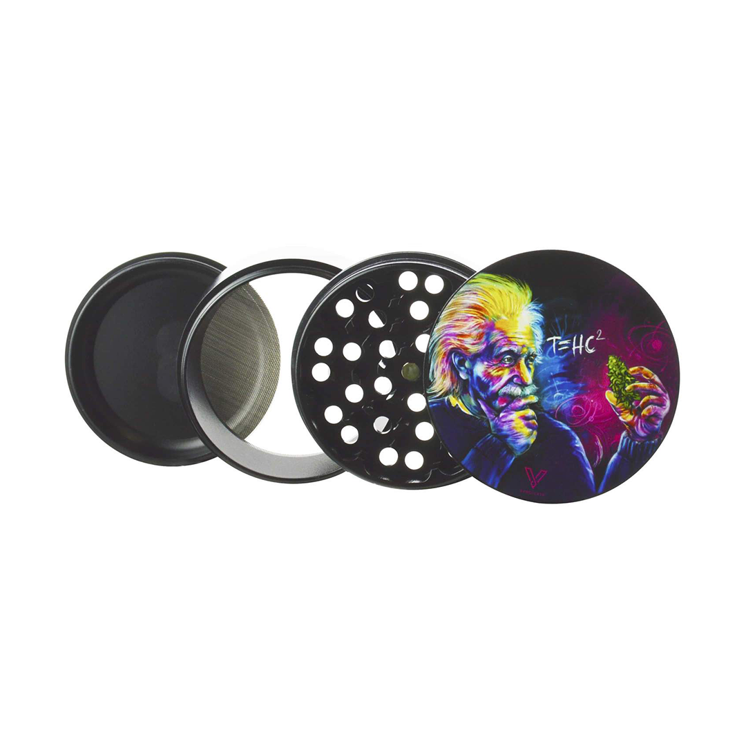 V Syndicate Clean Cut Non-Stick 2.2" Grinder with Einstein Design - Top View