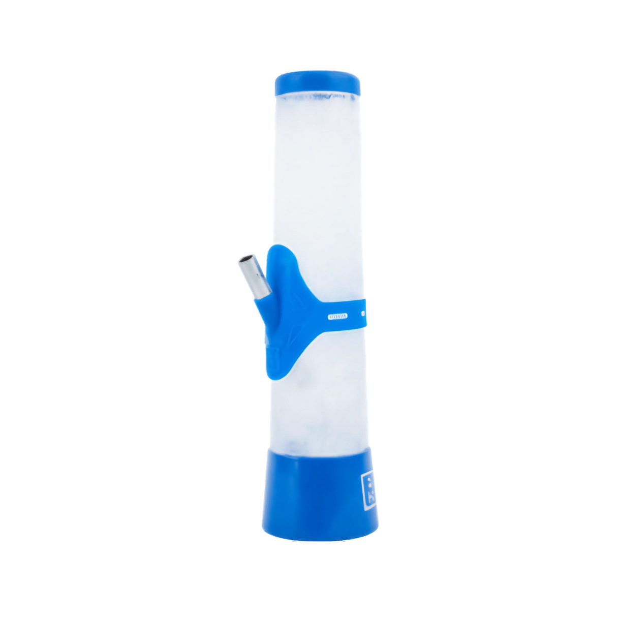 EYCE 2.0 Silicone Bong in Blue, Portable 12.75" Straight Design with 10mm Joint, Front View