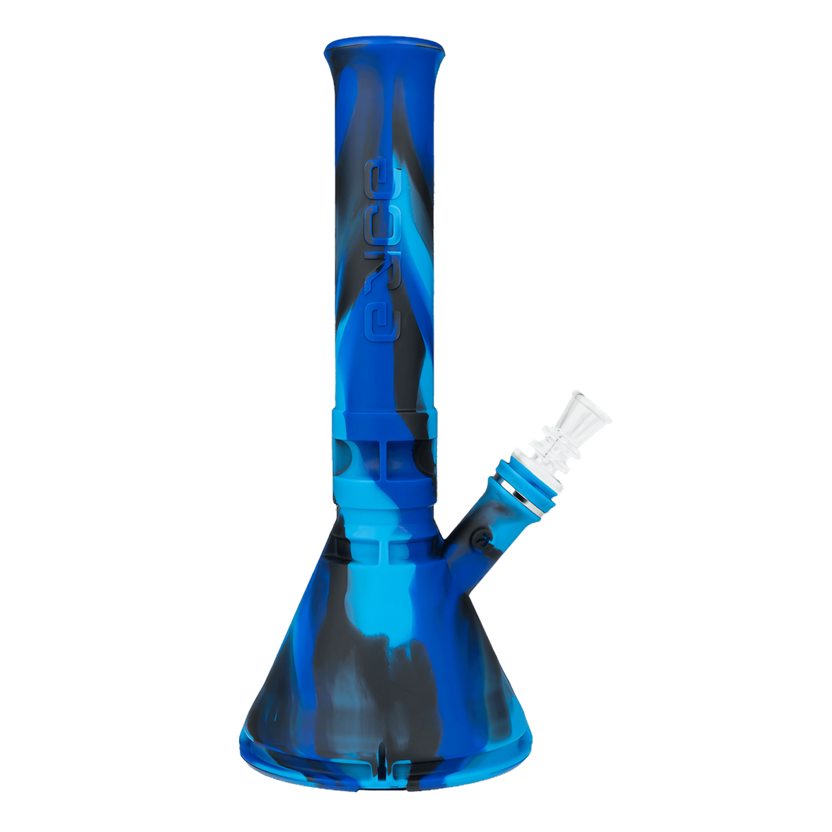 Eyce Beaker in Winter variant, durable silicone bong with deep bowl, front view on white background