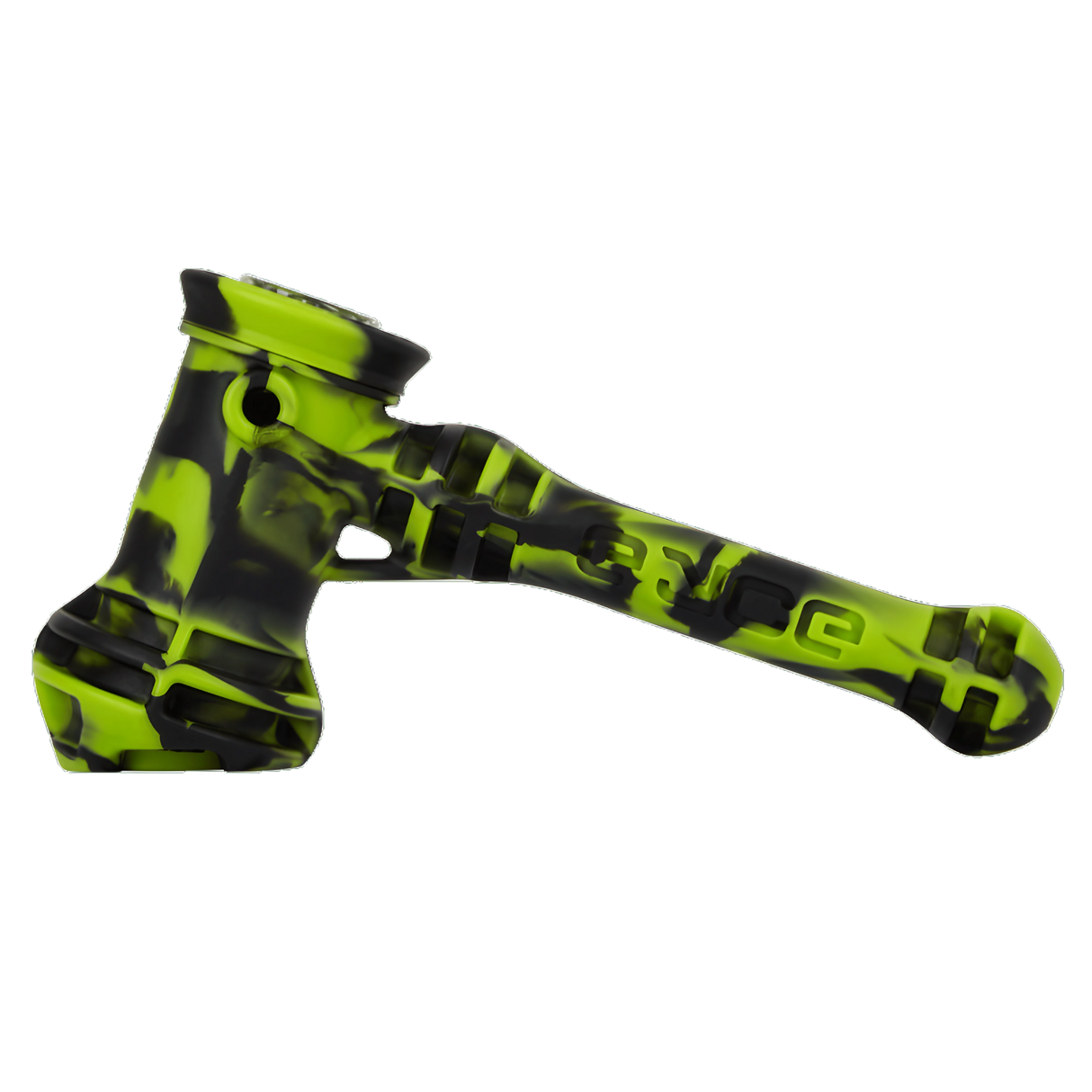 Eyce Hammer silicone bubbler in green and black camouflage, portable design with steel bowl