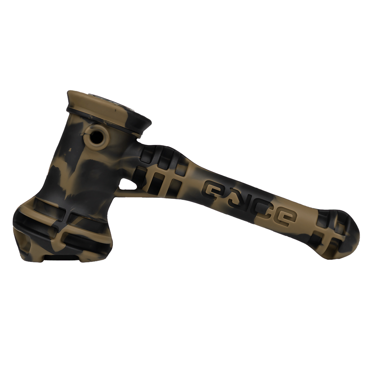 Eyce Hammer Silicone Bubbler in Whiskey Camo, Portable Design for Dry Herbs, Side View