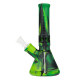 Eyce Mini Beaker in Jungle design, portable silicone bong with 45-degree slit-diffuser downstem, side view.