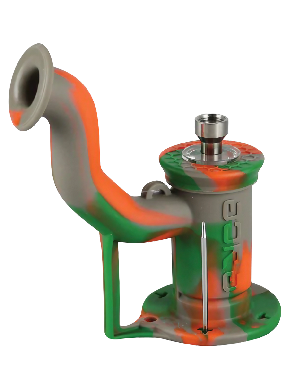 Eyce Oil Rig 2.0 Silicone Dab Rig in Assorted Colors with 10mm Titanium Nail - Angled View