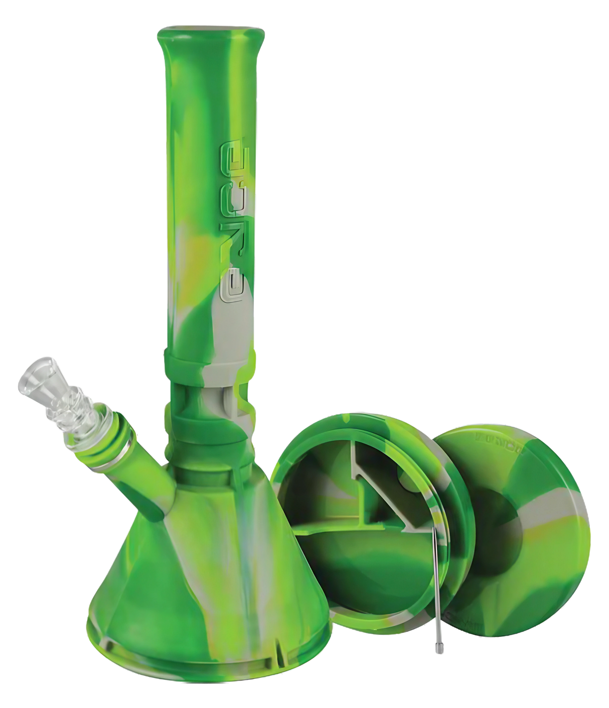 EYCE Silicone Beaker Bong in Assorted Colors, 12" Height with Deep Bowl for Dry Herbs, Side View