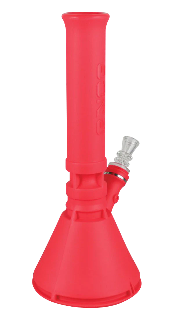 EYCE Silicone Beaker Bong in vibrant red, durable design, ideal for dry herbs, side view