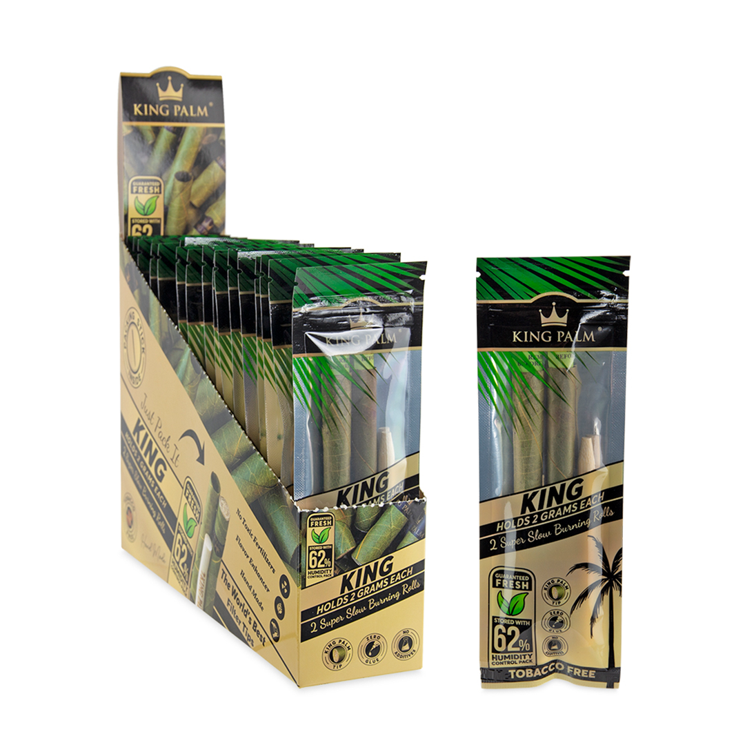 King Palm Pre-Rolled Cones Variety Pack displayed, Tobacco-Free, King Size, Front View