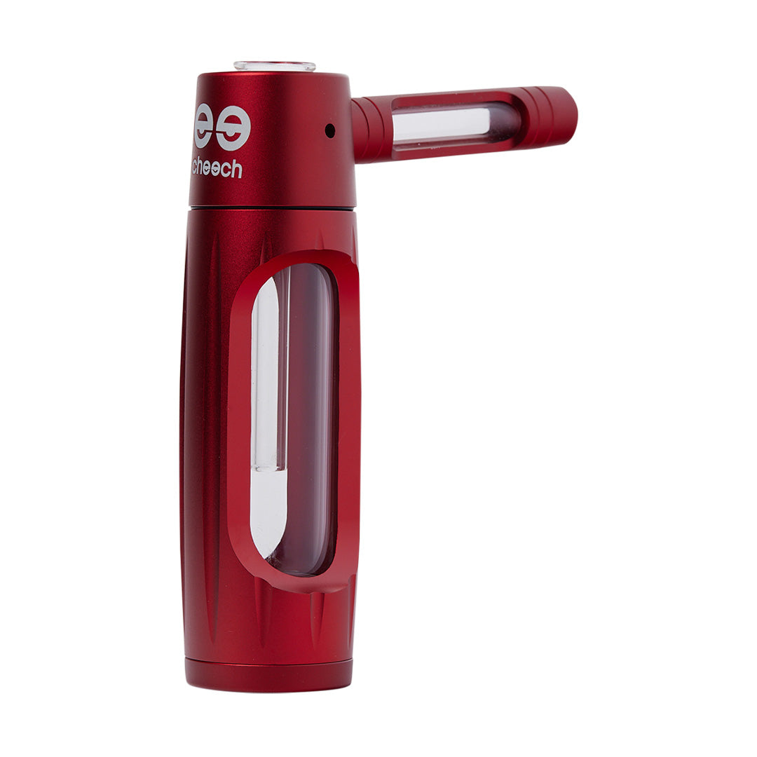 Cheech Glass 7" Red Metal Bubbler with Clear Viewing Chamber - Front View