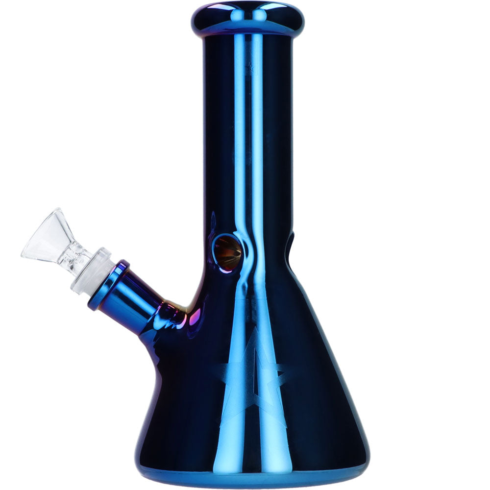 Famous 8" Fumed Glass Beaker Water Pipe by Famous Brandz front view on white background