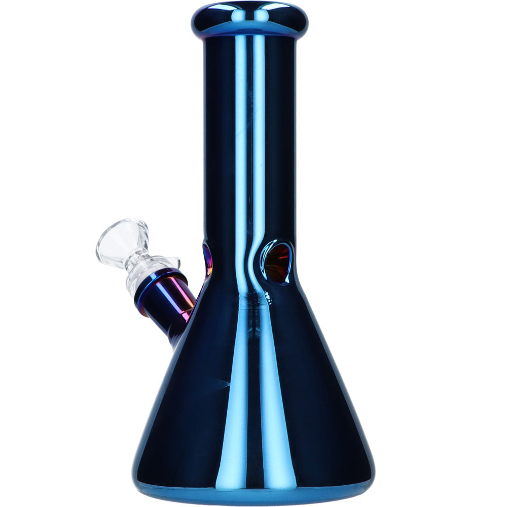Famous 8" Fumed Glass Beaker Water Pipe for Dry Herbs, Front View on White Background