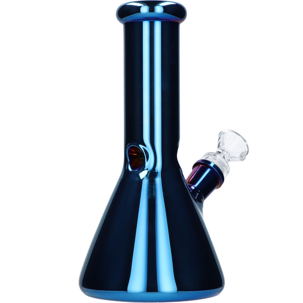 Famous 8" Fumed Glass Beaker Water Pipe with 45 Degree Joint for Dry Herbs, Front View