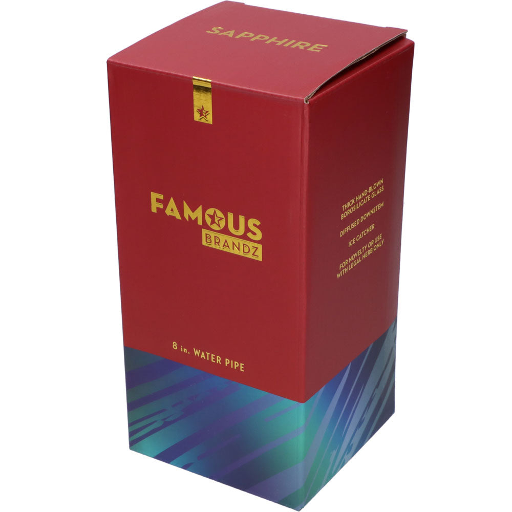 Famous Brandz 8" Fumed Glass Beaker Water Pipe in Branded Box