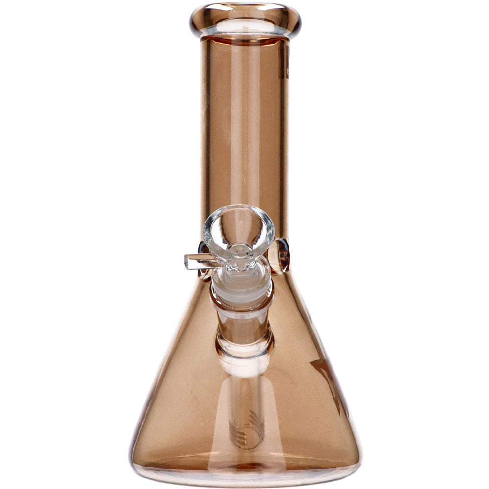 Famous Brandz 8" Fumed Glass Beaker Water Pipe for Dry Herbs, Front View on White Background
